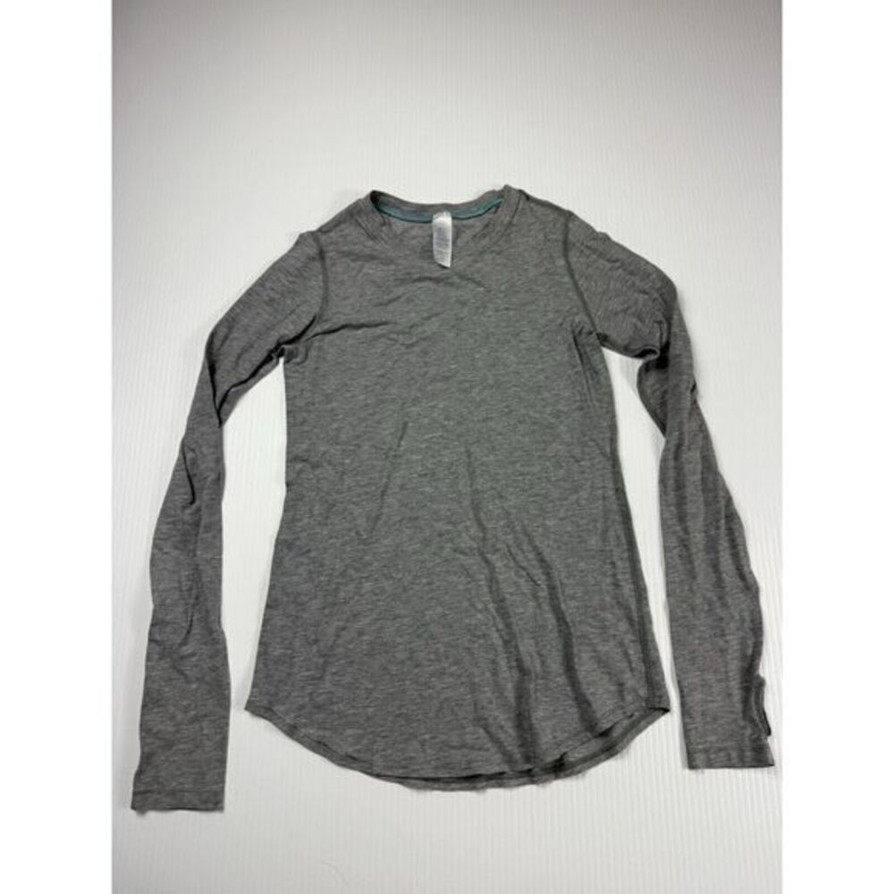 IVIVVA‎ Lululemon Girl's Size 10 Athletic Pullover Gray Logo Thumbholes
